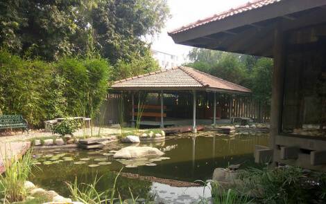 Yogakshema Pond with Seating area